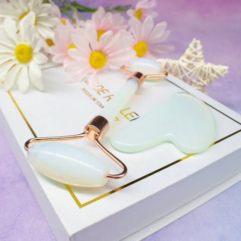 Jade Roller & Gua Sha Set — Natural Face Massager for Glowing Skin