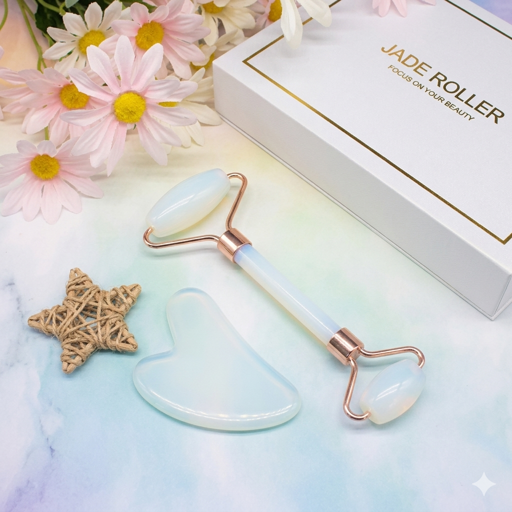 Jade Roller & Gua Sha Set — Natural Face Massager for Glowing Skin