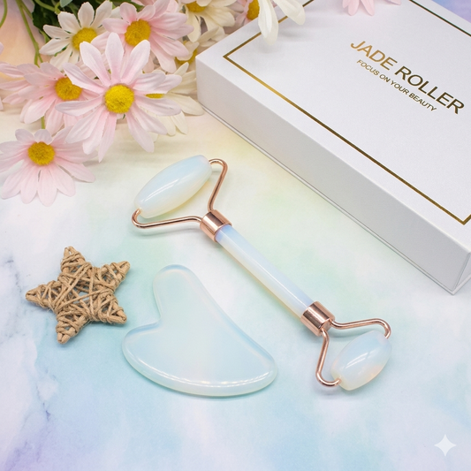 Jade Roller & Gua Sha Set — Natural Face Massager for Glowing Skin