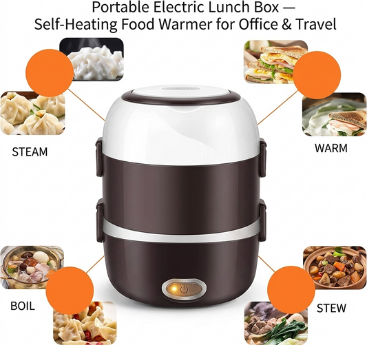 Portable Electric Lunch Box — Self-Heating Food Warmer for Office & Travel