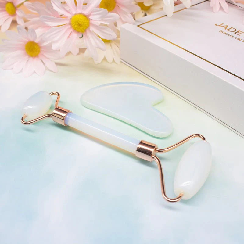 Jade Roller & Gua Sha Set — Natural Face Massager for Glowing Skin