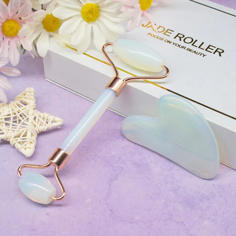 Jade Roller & Gua Sha Set — Natural Face Massager for Glowing Skin