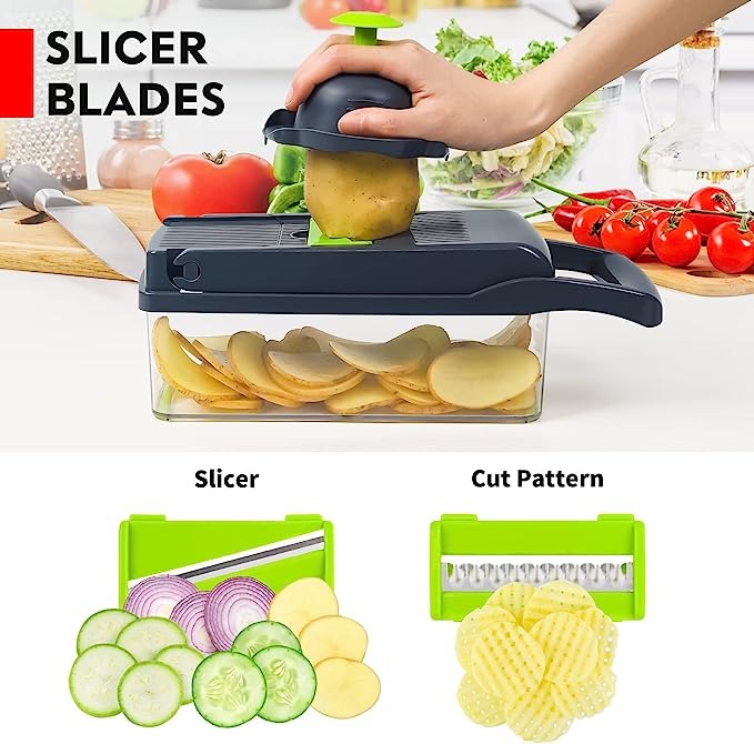 6-in-1 Vegetable Chopper, Cutter & Slicer with Container