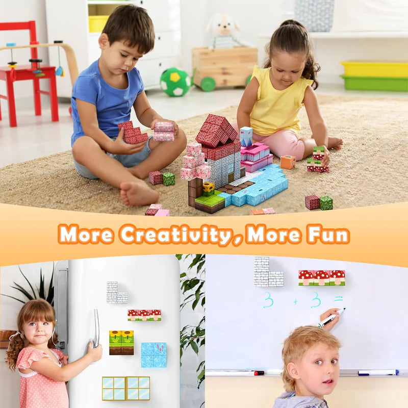 Magnetic Building Blocks — 64-Piece STEM Educational Toy Set for Kids