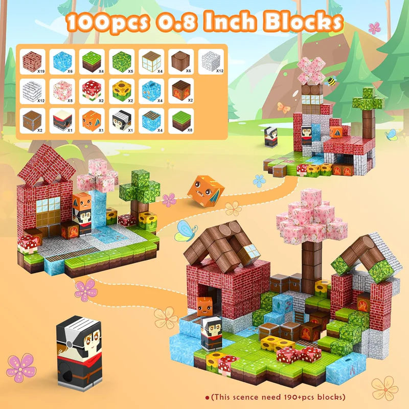 Magnetic Building Blocks — 64-Piece STEM Educational Toy Set for Kids