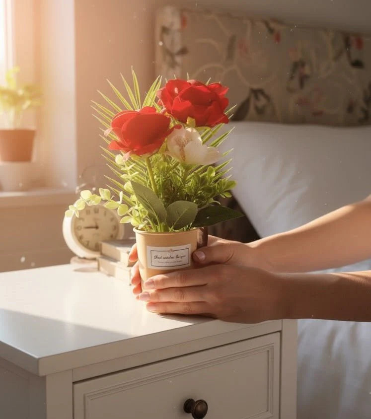 Artificial Faux Plant Arrangement — Realistic Indoor Greenery with Pot